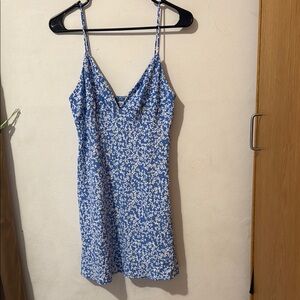 Zara Blue and White Slip Dress for a Night Out